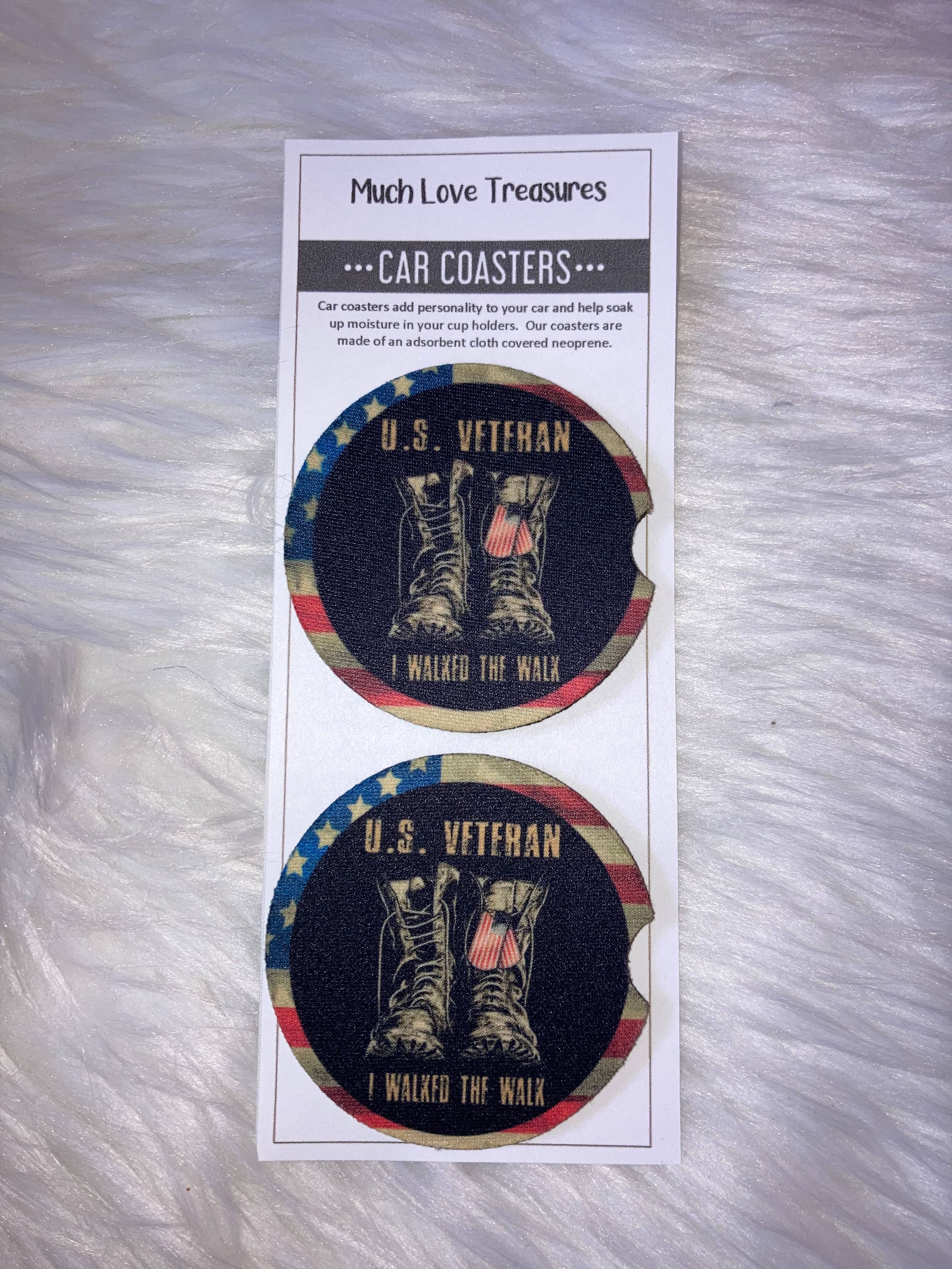 Much Love Treasures - Wholesale Car Coaster - Unisex - Us Veteran I Walked the Line Car Coaster1