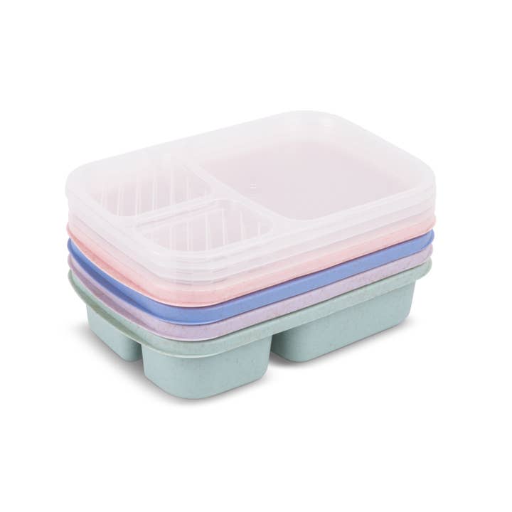 Core Home - Wholesale Food Storage Container - Set of 4 3-Section Kids Meal Prep Containers - Pastel3