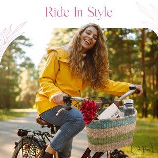 Post-Pourri – wholesale Basket – SEAGRASS BIKE BASKET - Coastal Blue3