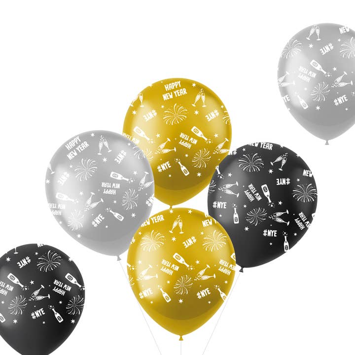 Feliz Año Nuevo - Globos de látex - BlackGold HNY - 6 piezas para venta al por mayor de Folat BV