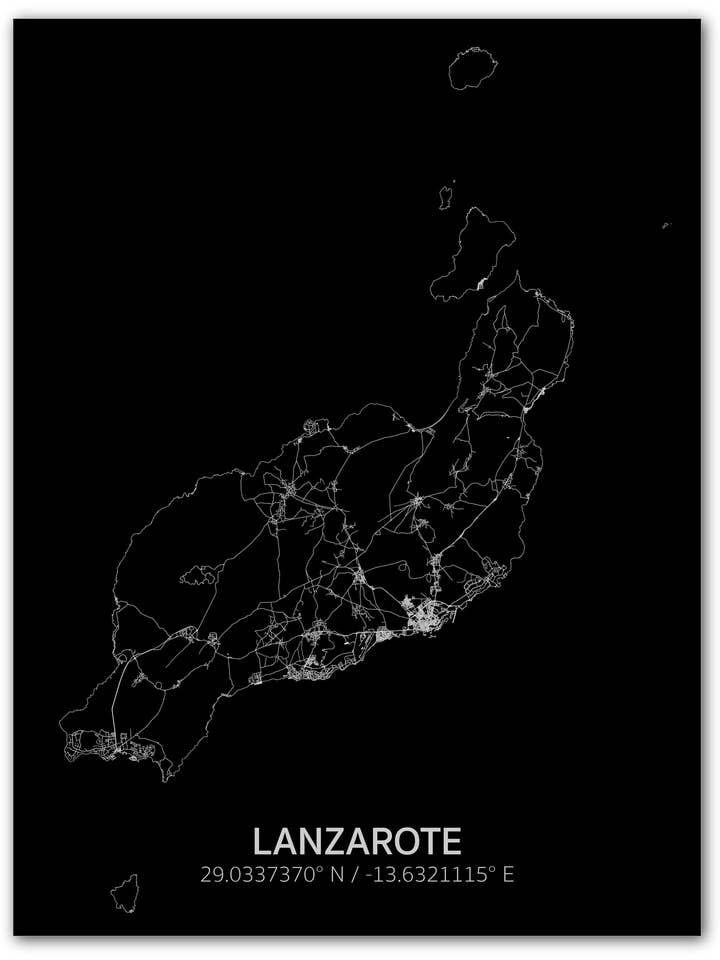 Citymap Lanzarote | Aluminum wall decoration för wholesale av Brandthout.