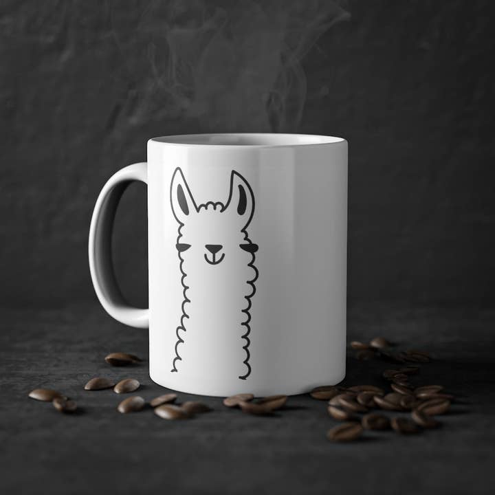 Simpatica tazza divertente Llama, bianca, 325 ml/11 oz Tazza da caffè, tazza da tè per bambini per la vendita all'ingrosso da parte di PepMelon
