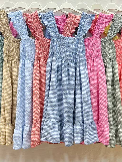 Gingham Smocked Dress @7430_RSmockVichy for wholesale by Mimi & Gogo