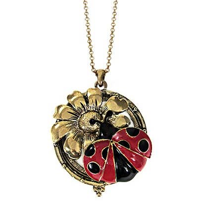 TheTizana – wholesale Hänge-/berlockhalsband – Nyckelpiga med blomma 6 gånger förstoringsglas förstoringsglas