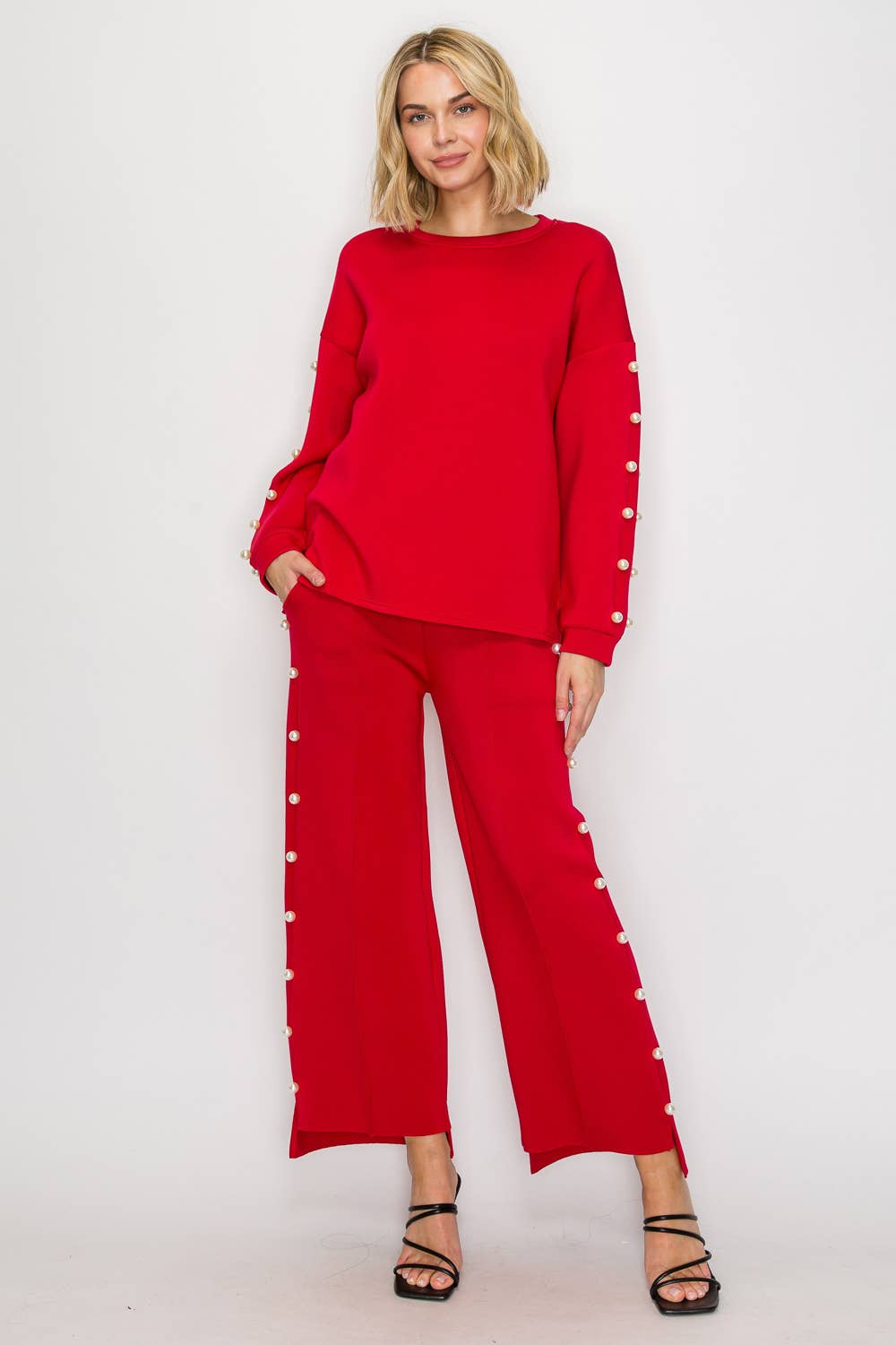 Joh Apparel - Venta al por mayor Jersey corto de punto - Mujer - Top de perlas Katri Stretch French Scuba34