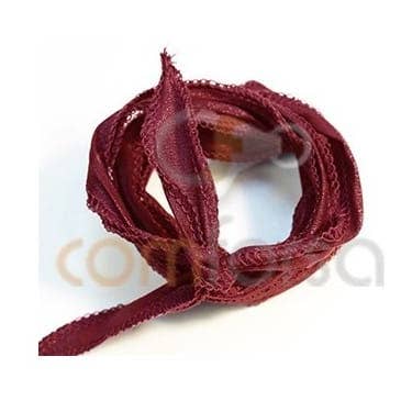 Deep Red natural edged silk ribbon 60cm for wholesale by COM FORSA SL