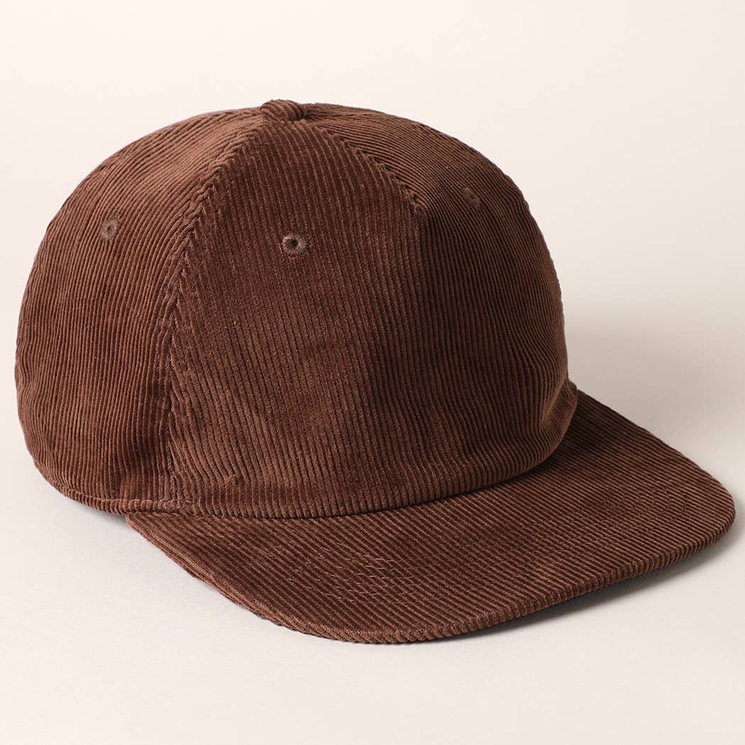 Fashion City – wholesale Baseball cap – Women's – Plain Corduroy Flat Brim Snapback Cap Baseball Hat10
