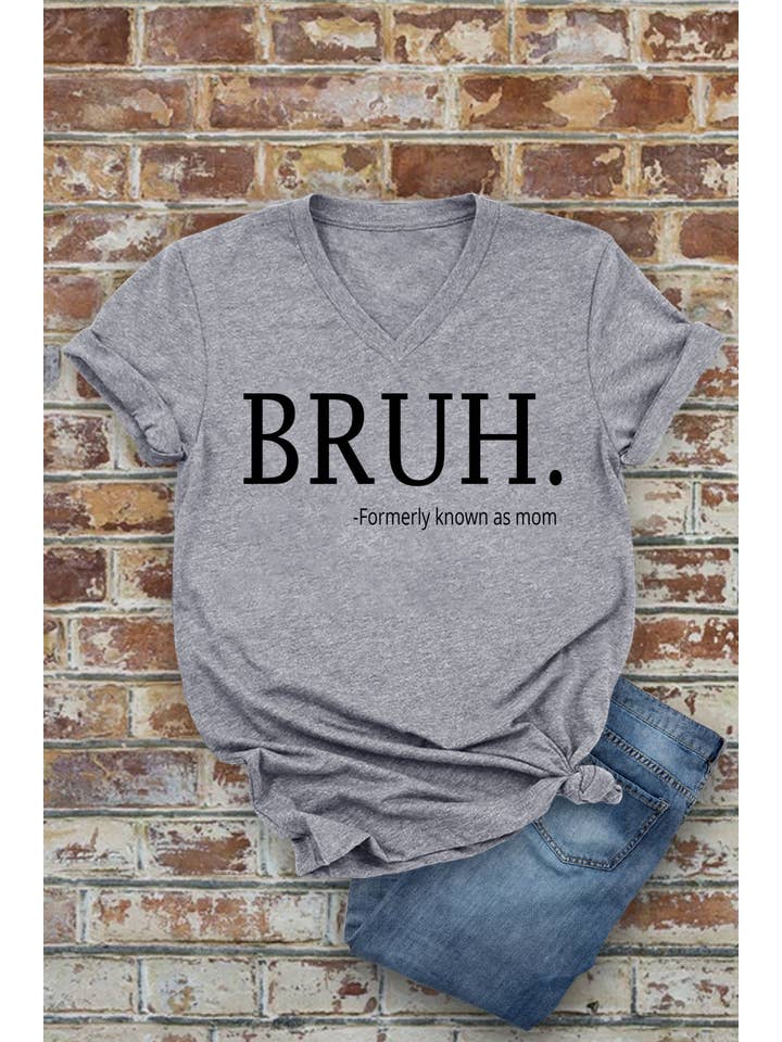 Top Avenue - Wholesale Screen Printed T-Shirt - Women's - Bruh Formerly Known As Mom, Unisex V-neck T-Shirt7