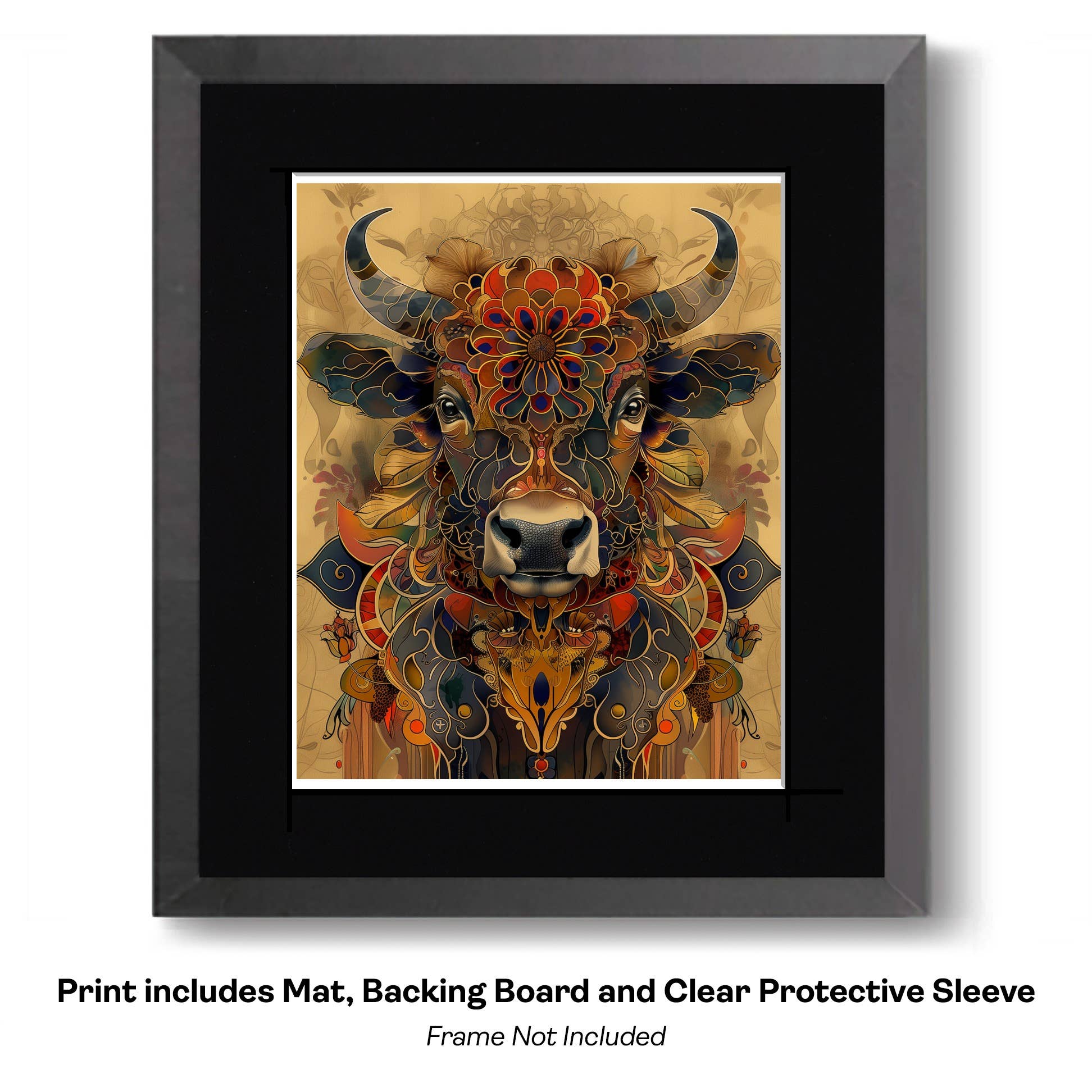 Mowbi - Wholesale Kunstprint - Bizon Art Nouveau Spectaculair - Dierenrijk Muurkunstafdrukken in Art Nouveau Stijl – 8″x10″ Kunstwerk voor 11″x14″ Lijst1