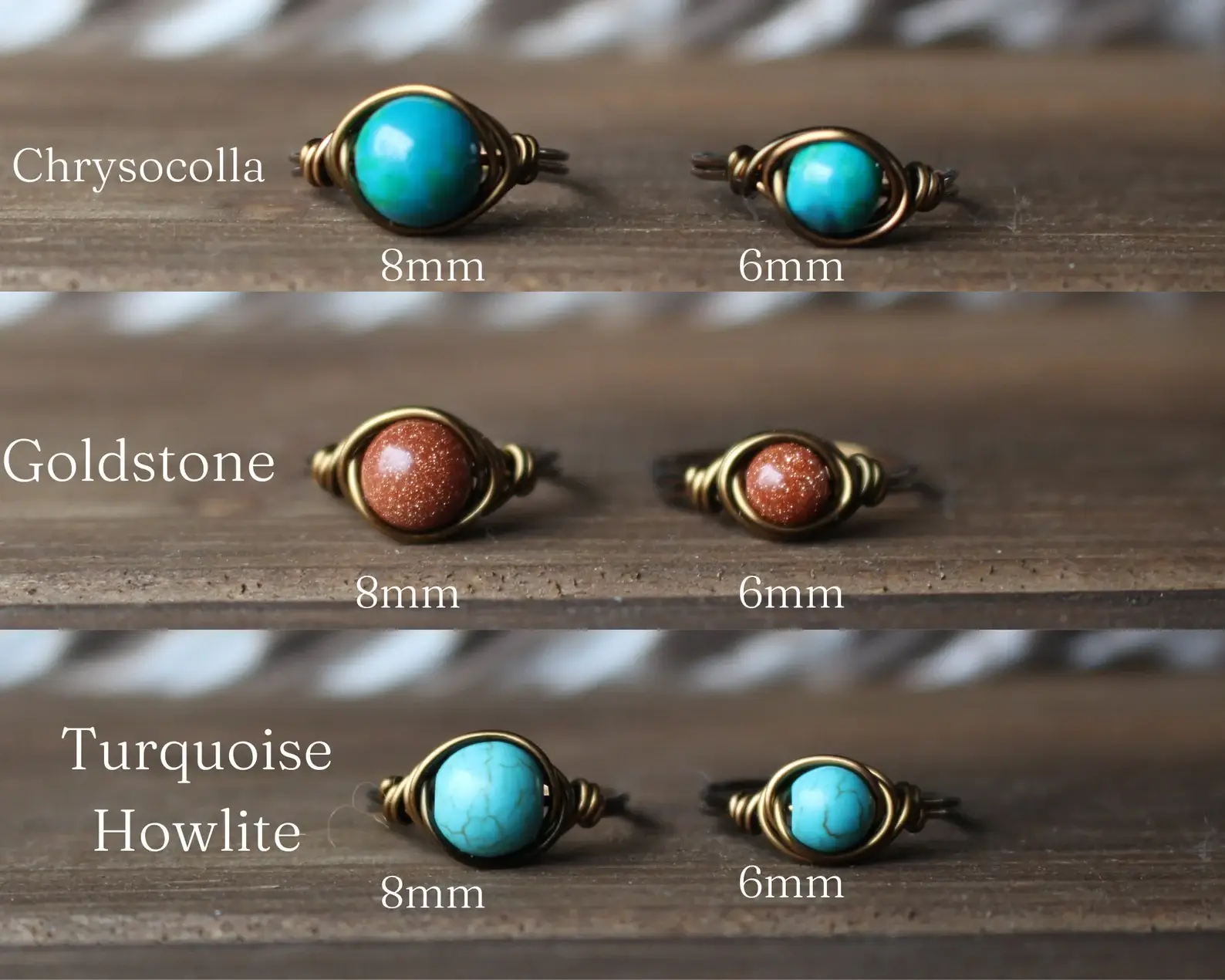 Gratefully Dreaming - Wholesale Cocktail/Statement Ring - Antique Brass Wire Wrapped Gemstone Rings1