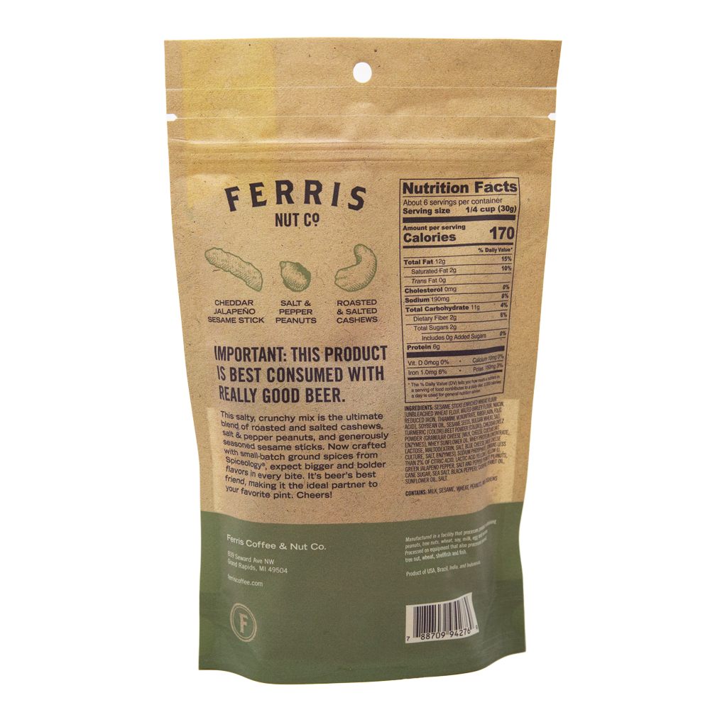 Ferris Coffee & Nut Co. - Wholesale Trail Mix - Craft Beer Mix (Cheddar Jalapeño) 6 oz.2