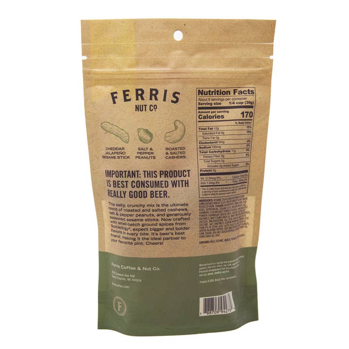 Ferris Coffee & Nut Co. - Wholesale Trail Mix - Craft Beer Mix (Cheddar Jalapeño) 6 oz.2