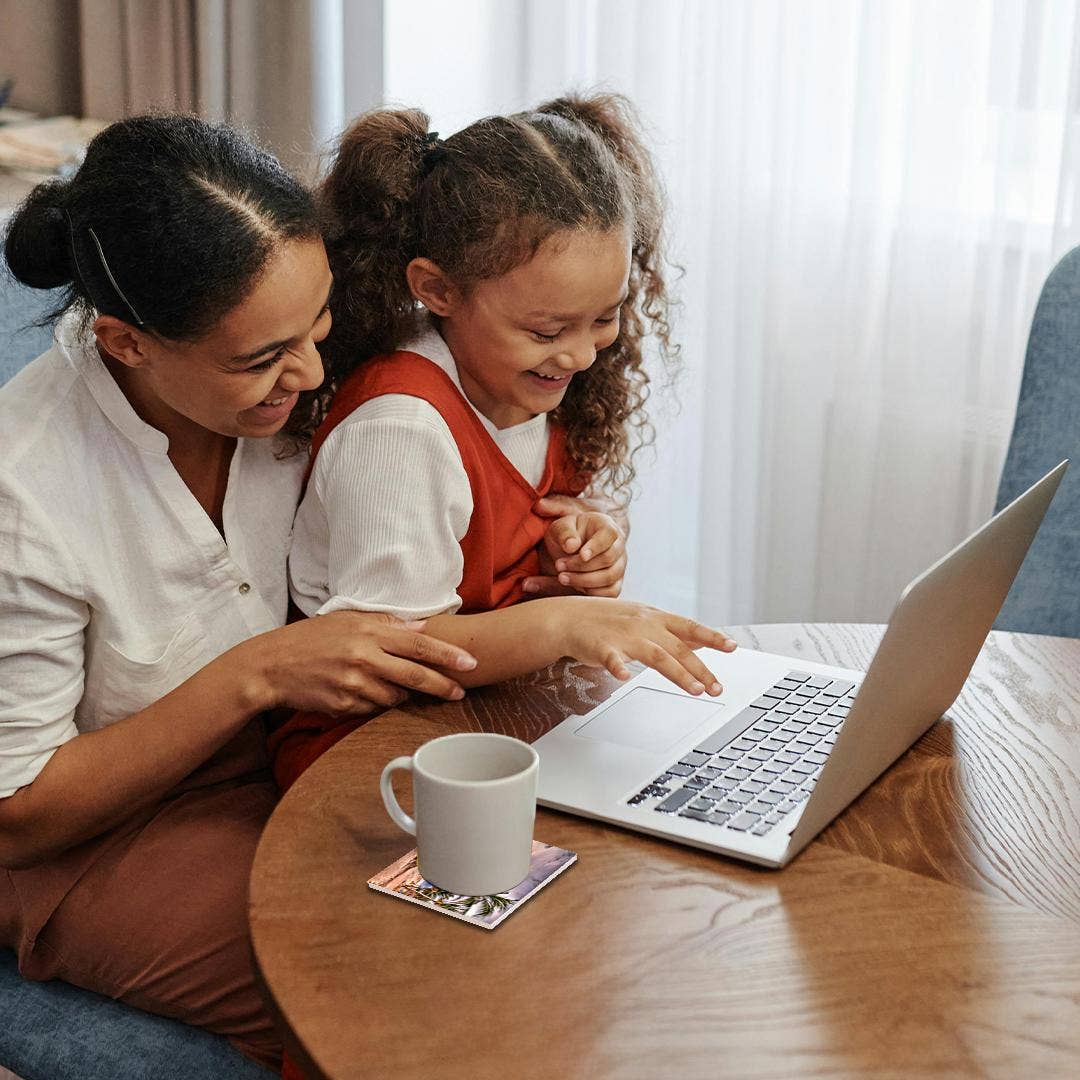 3dRose - Wholesale Coasters - 3dRose, Palm Trees On A Beach Against A Stormy Sea Light Infused Painting, Coaster1