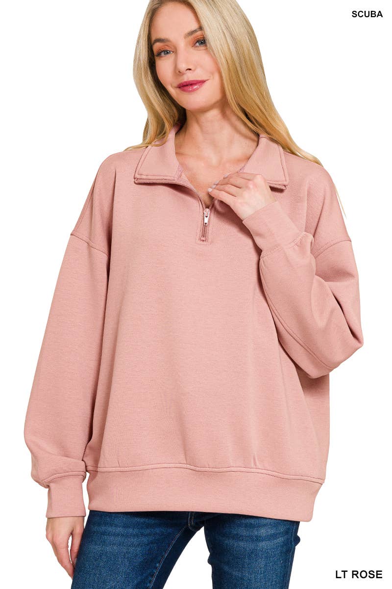 42POPS – wholesale Sweatshirt - Dam – , 0925 Scuba Half Zip Pullover med fickor SI-270415