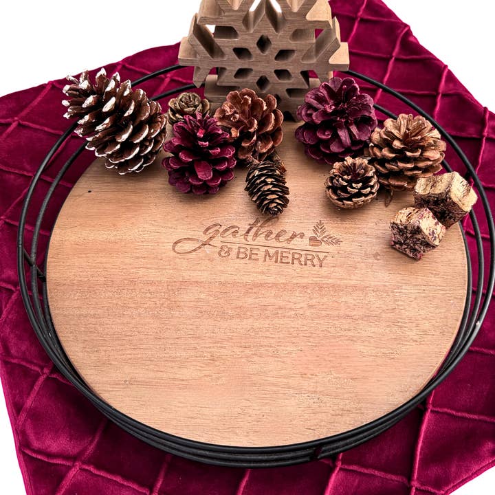 Farmhouse Christmas Lazy Susan Rustic Kitchen Counter Tray for wholesale by Sequel Giftables