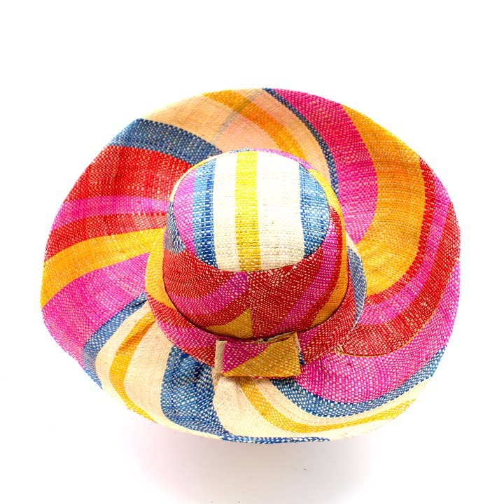 Shebobo - Wholesale Straw hat – women's - Monica 5" & 7" Wide Brim Stripe Packable Straw Sun Hats71