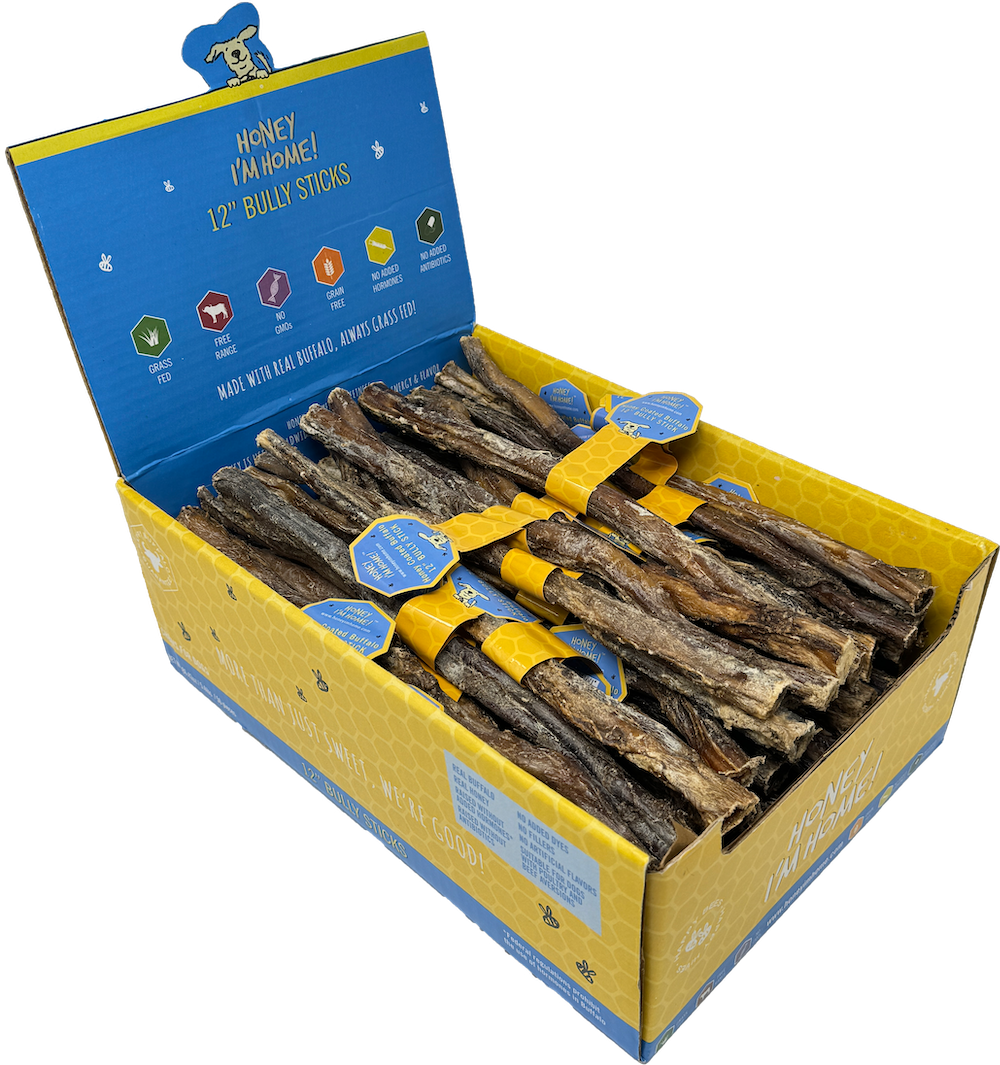 Honey I'm Home - Wholesale Pet Treats - Dog - 12"  BULLY STICKS BULK1
