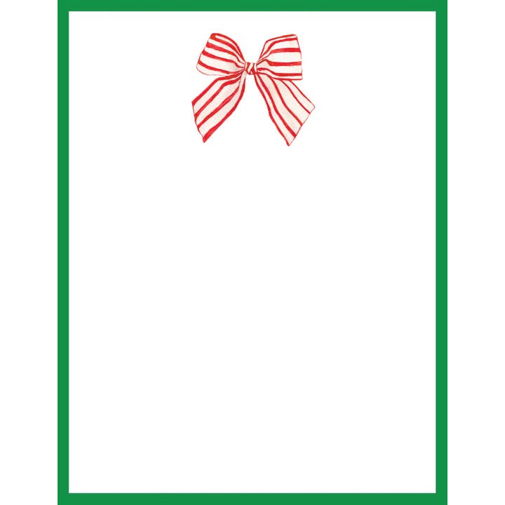 Disponibile Blocco Note con Fiocco a Righe Rosse 4.25x5.5 per la vendita all'ingrosso da parte di WH Hostess Social Stationery