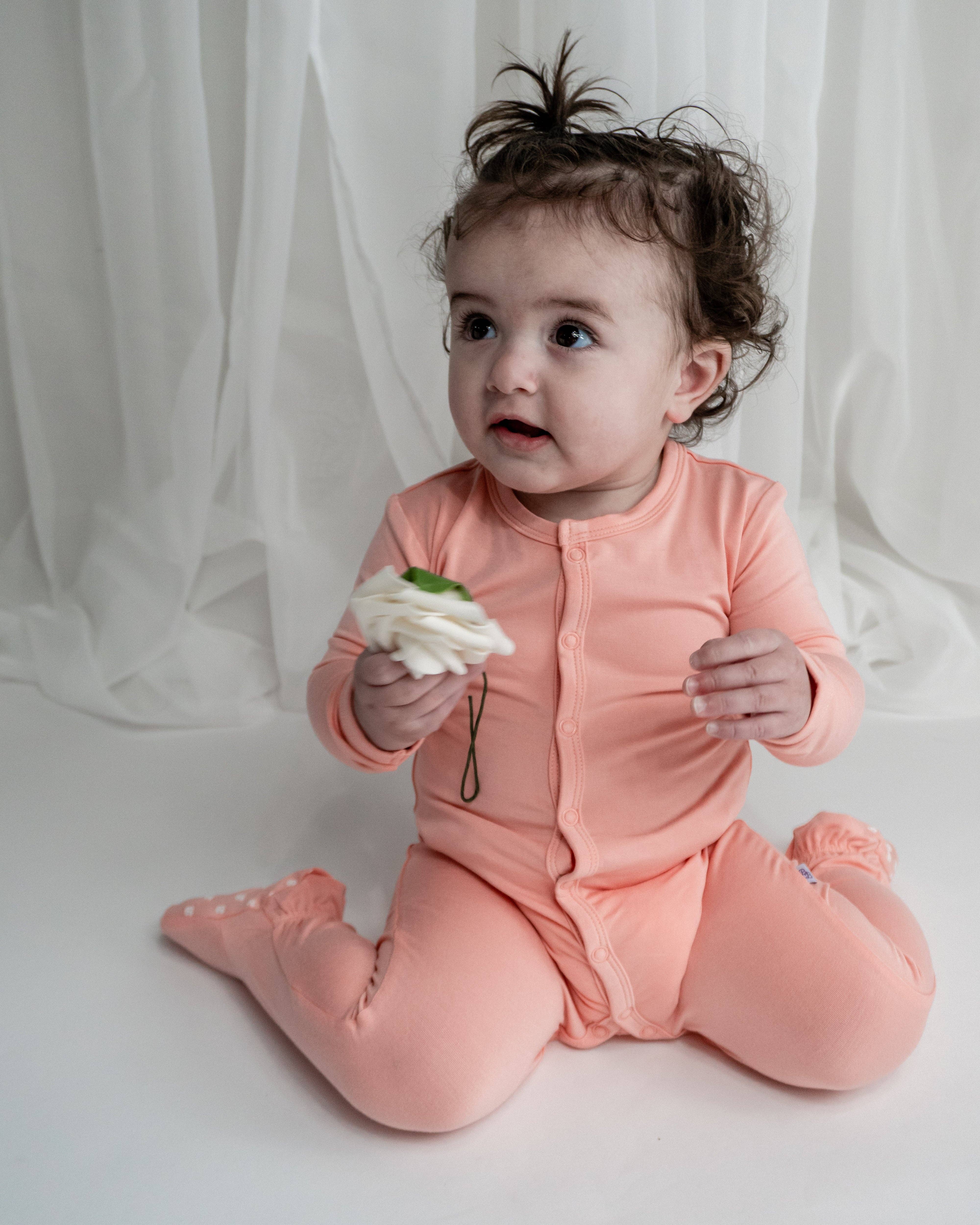 Bubble Baby - Wholesale Jumpsuit - Baby - Peach | Snap Footie3