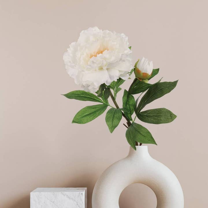 Larksilk - Wholesale Artificial flowers - 30" Peony Spray W/ 1 Bud - White Faux Flower1