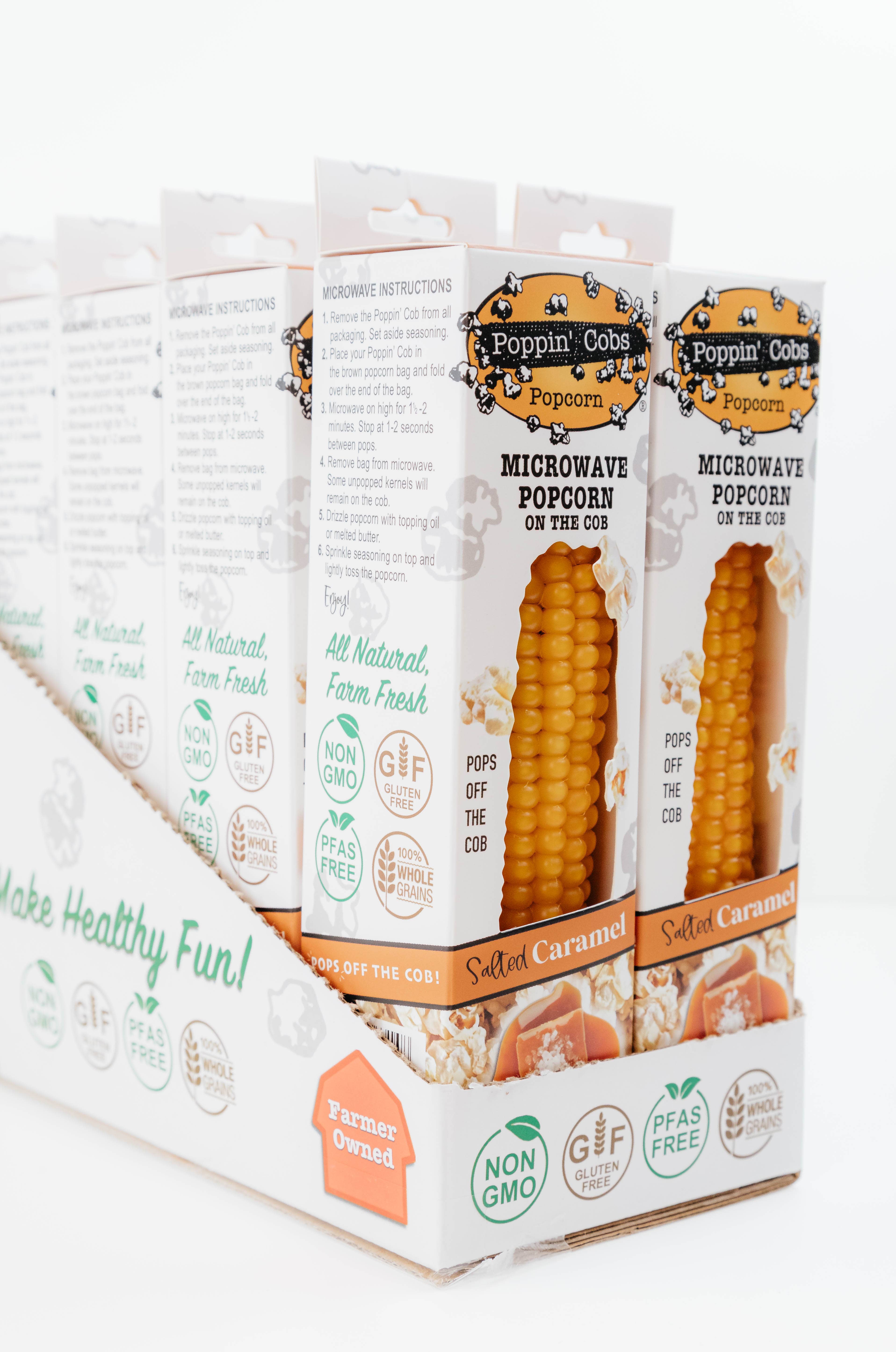 Poppin' Cobs Popcorn - Wholesale Popcorn - Popcorn on the Cob with Salted Caramel Seasoning 2