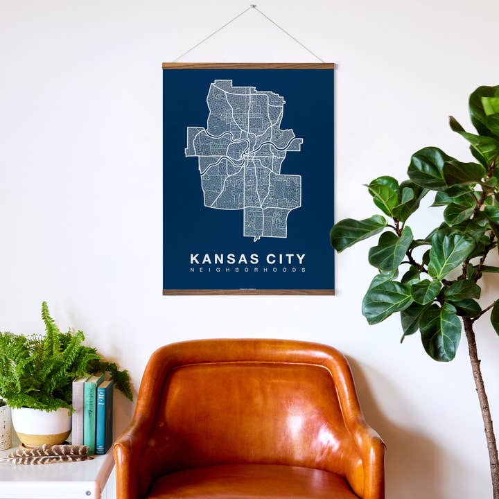 Affiche cartographique de la ville de quartier de Kansas City, MO pour la vente par Native Maps