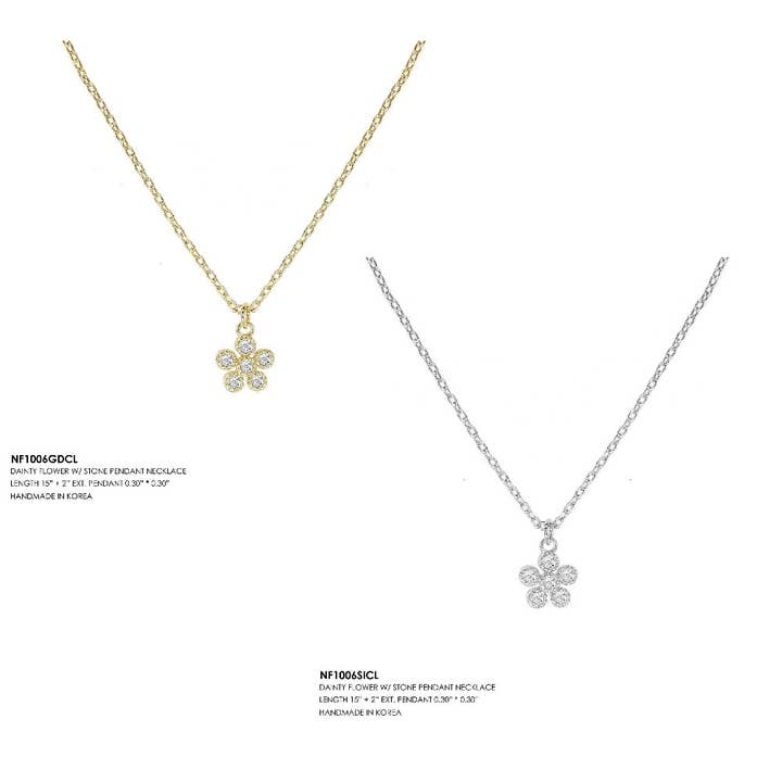 LÆKKER BLOMST MED STEN VEDHÆNG HALSKÆDE for engroshandel hos DOBBI