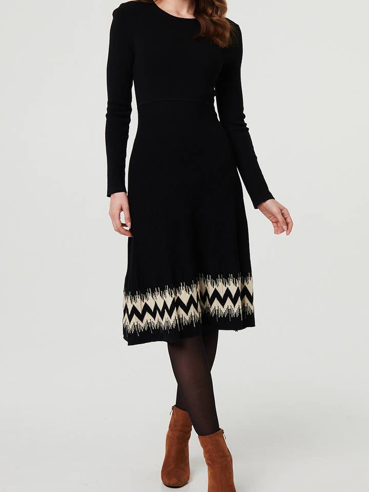 Abito in Maglia a Stampa con Bordo di Lunghezza al Ginocchio per la vendita all'ingrosso da parte di Stellalondon