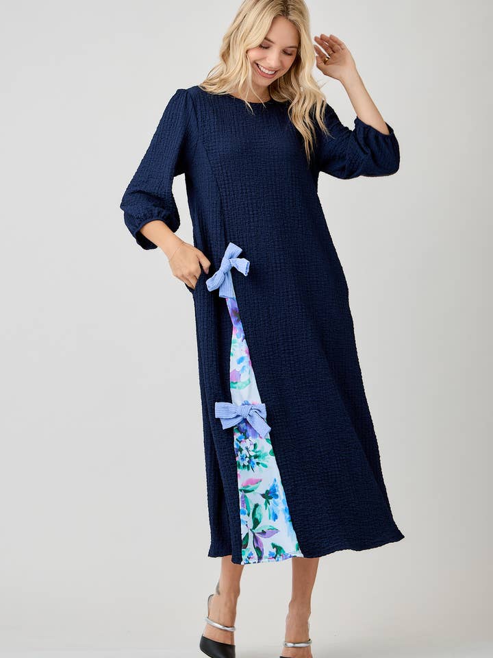 Celeste Clothing - Wholesale Dress - Women's - WOMEN'S MODEST SIDE BOW DRESS WITH PUFF SLEEVES AND POCKETS35