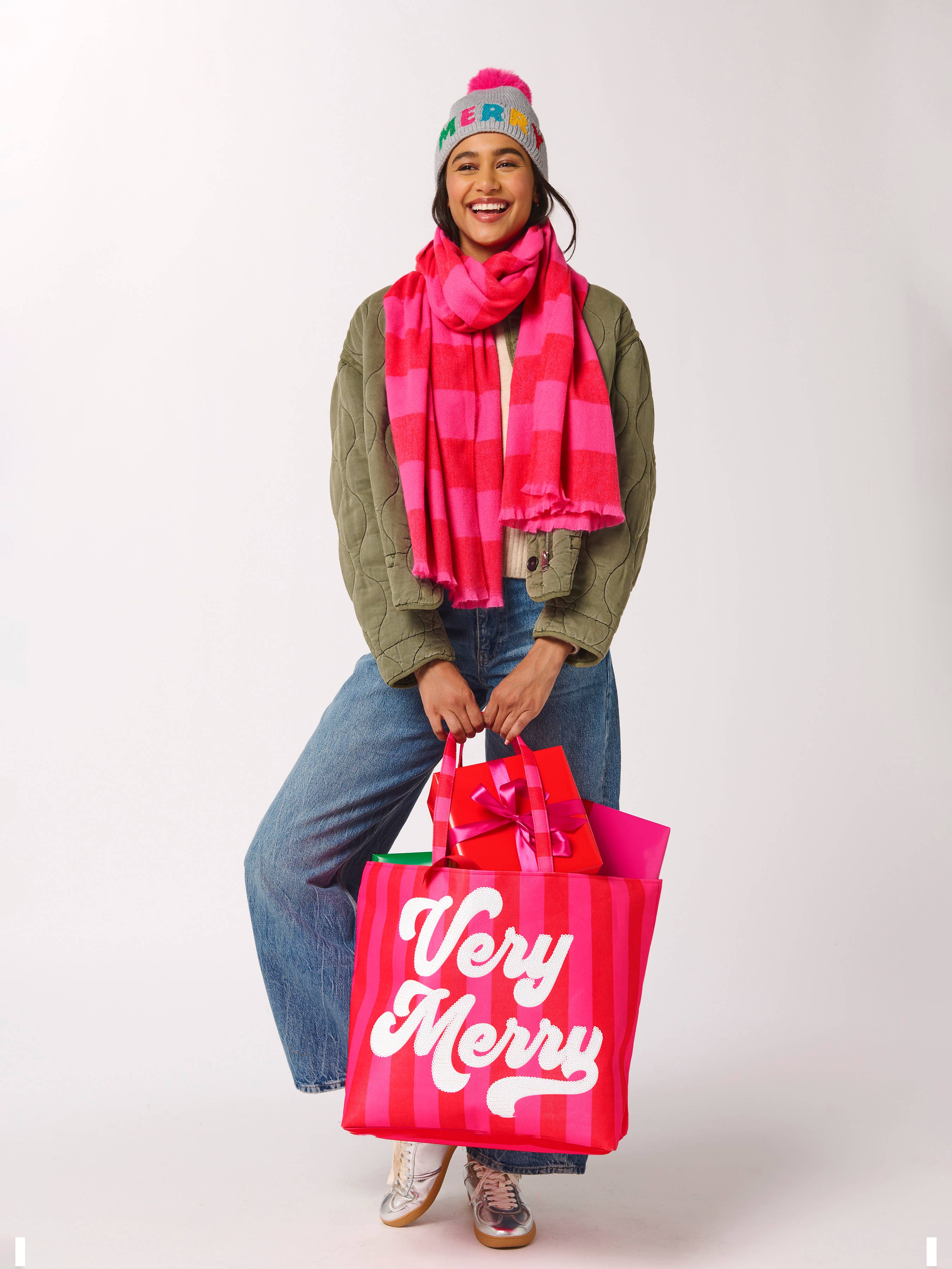Shiraleah - Wholesale Tote Bag - Women's - "VERY MERRY" GIFTING TOTE,RED3