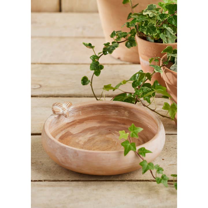 Namaste - Wholesale Bird Bath - Terracotta Bird Bath/feeder with Bee