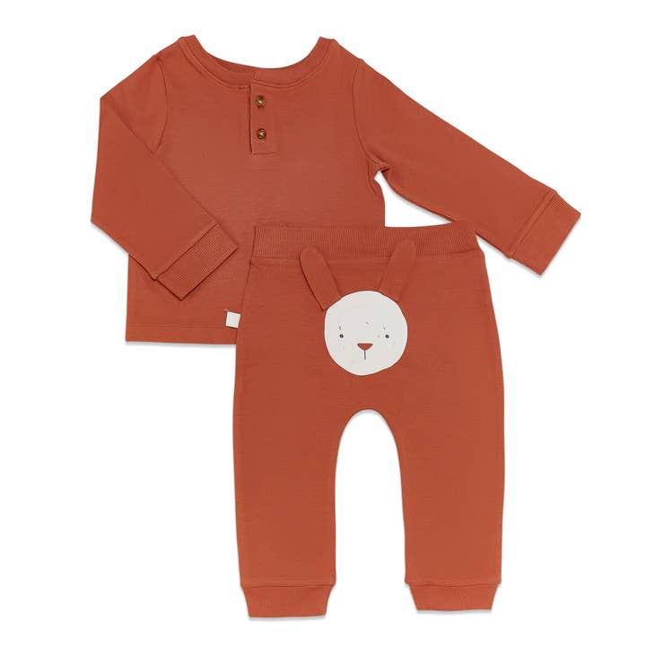 Organic Bunny Top & Pant Set - Paprika for wholesale by Kudaa