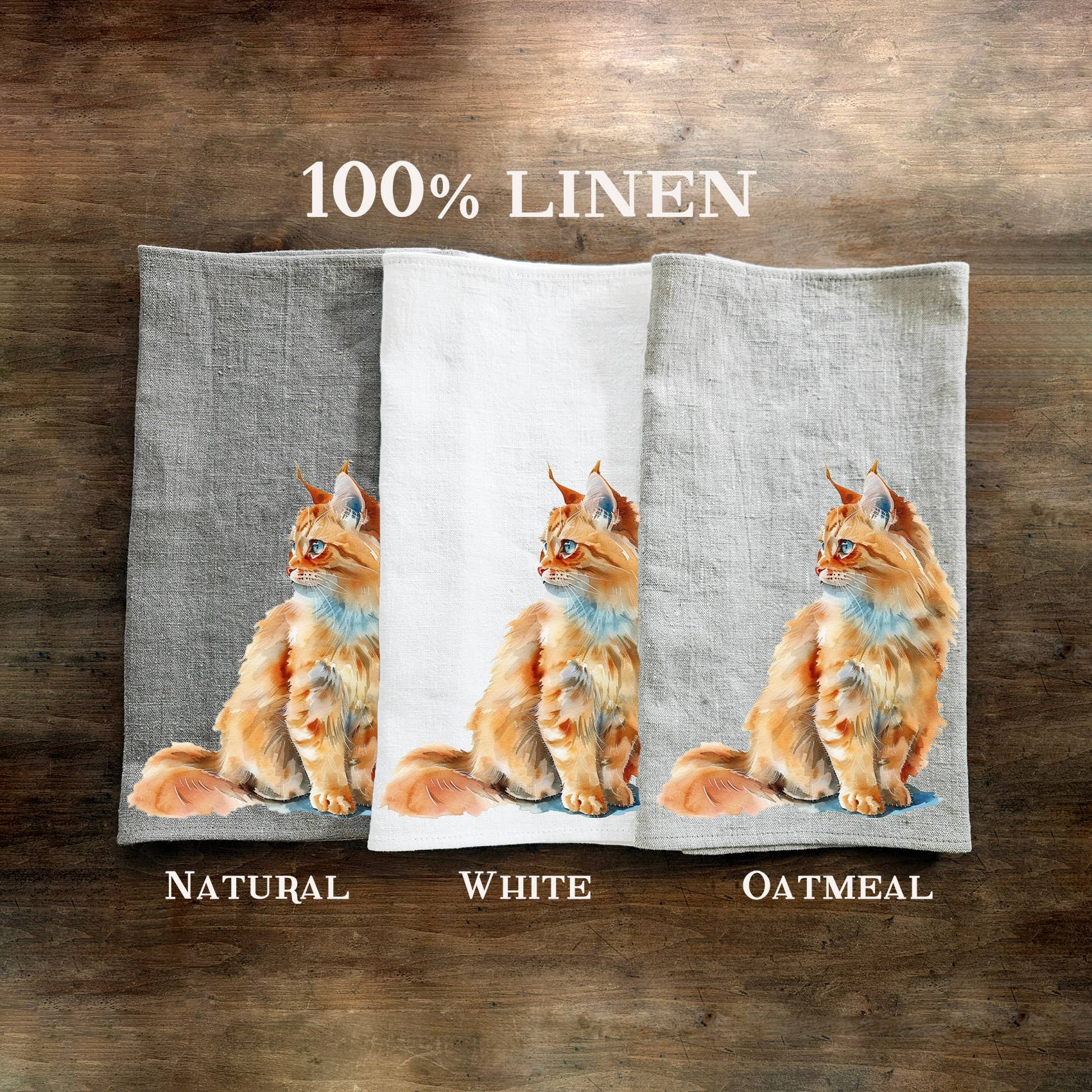 NorraVilla - Wholesale Tea Towel - 100% Linen Kitchen Towel with Cat Missy print1