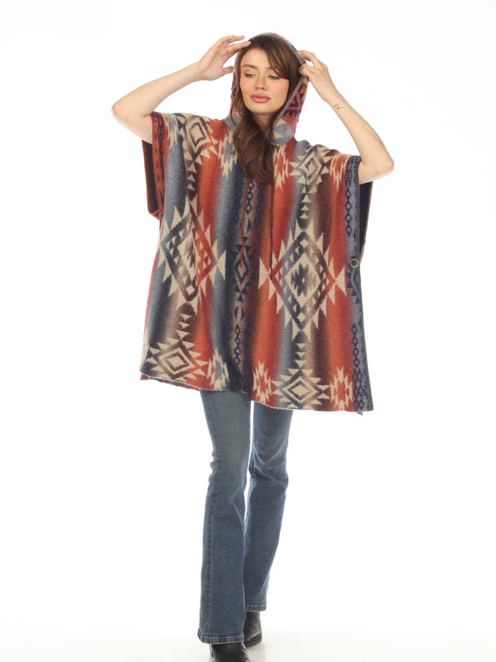 Poncho com capuz SLV largo Grand Canyon para mulher por atacado de Kamana