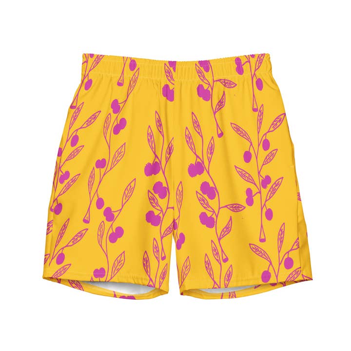Wattle Tree Flower in Yellow - Men Swim Shorts for wholesale by Palet Theory
