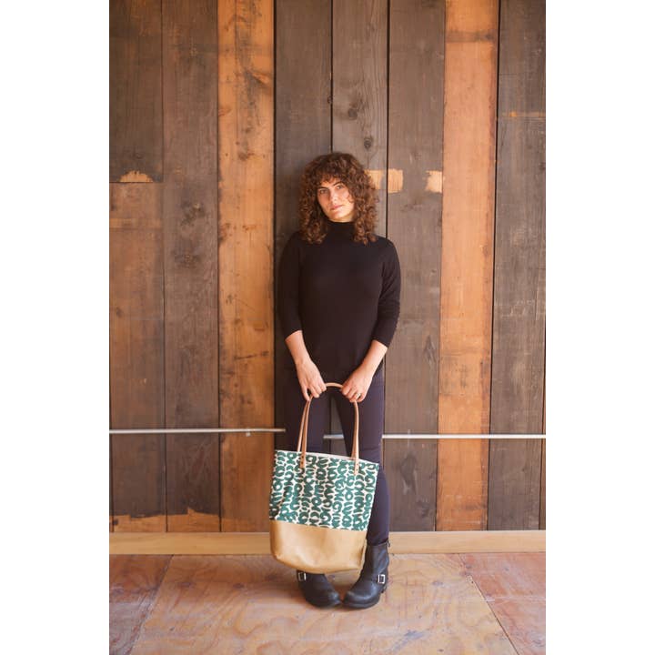 PORTLAND TOTE IN EMERALD IMPRINT for wholesale by Frankie & Coco PDX
