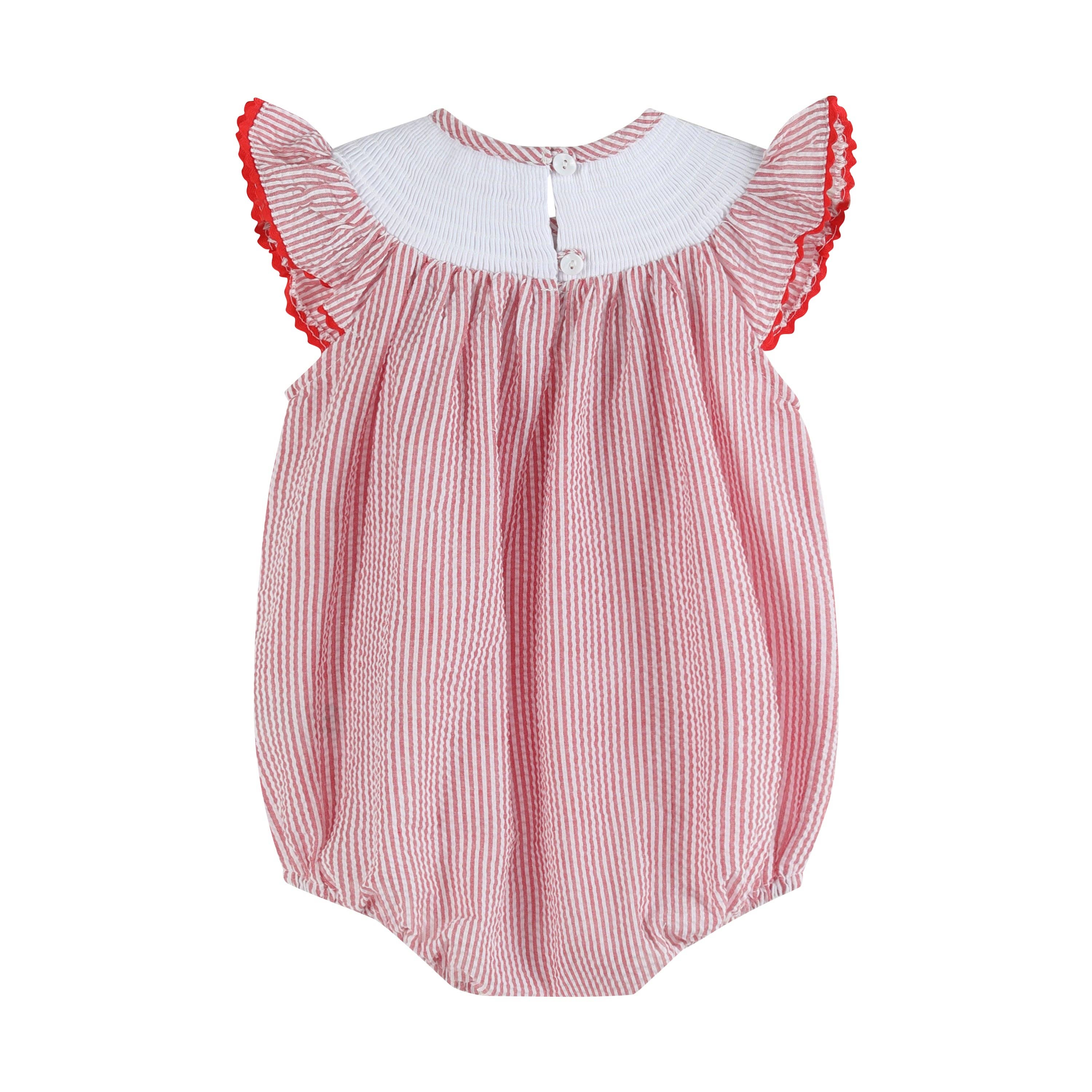 Lil Cactus - Vente Body (sans pieds) – bébé - Barboteuse rouge à la fraise et au seersucker1