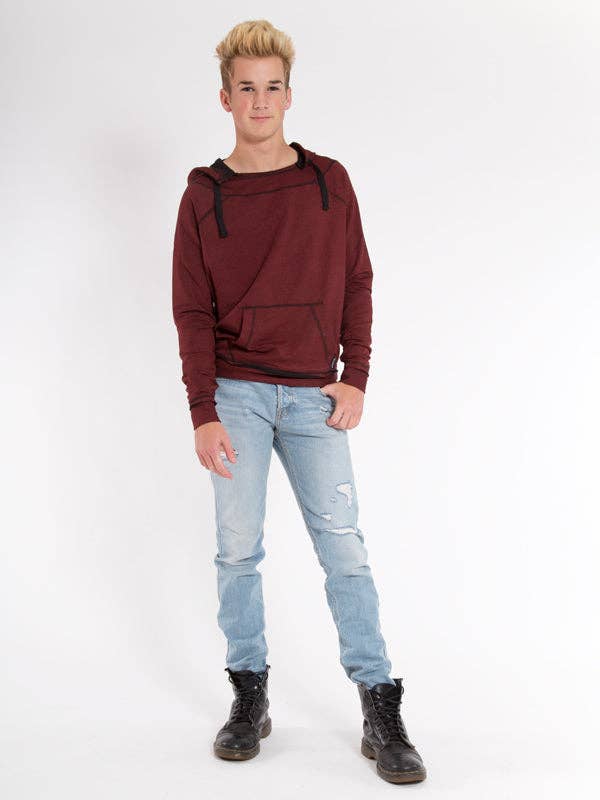 Moletom Super Terry Distresssed, Borgonha por atacado de Sugar And Bruno