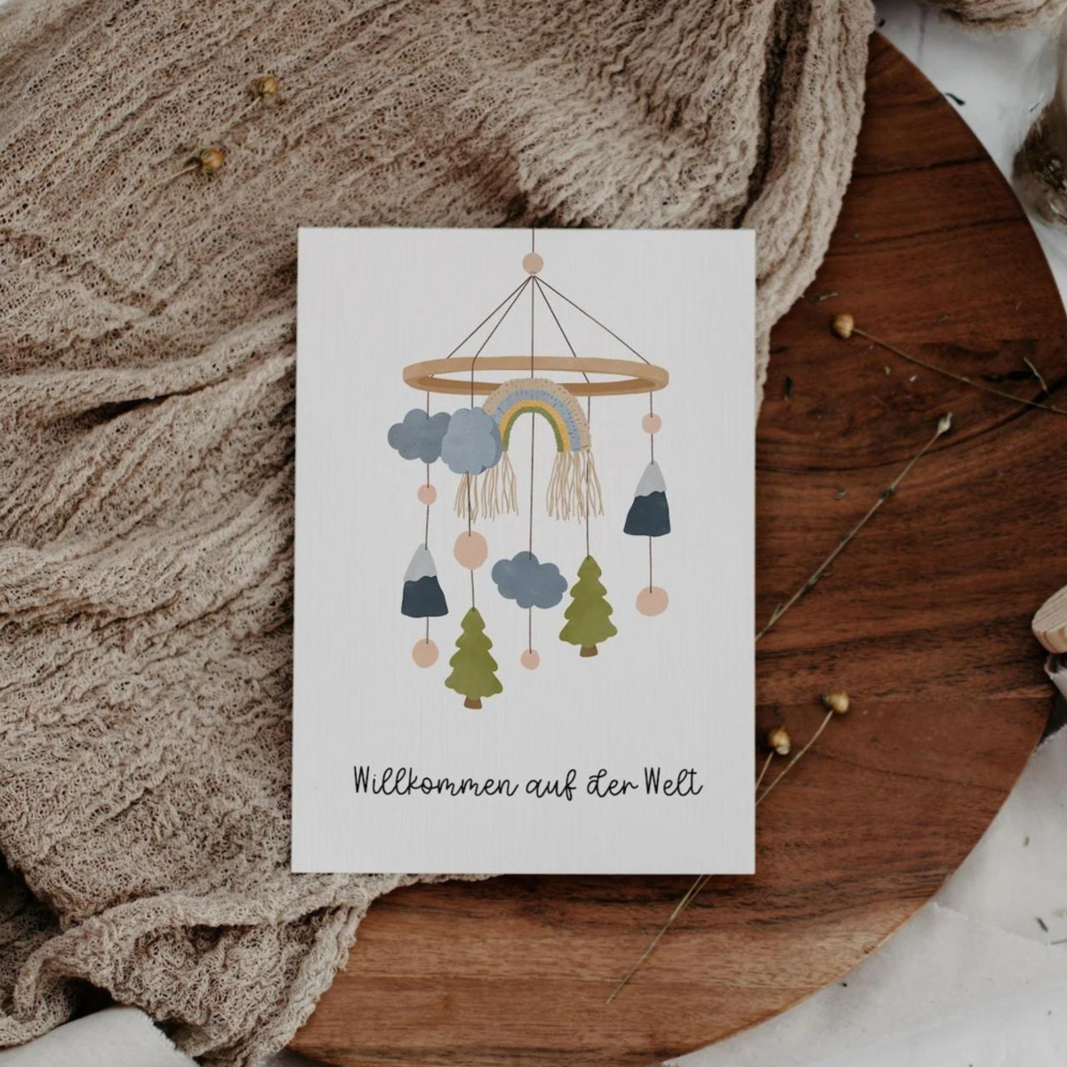 Tilda&Theo - Vente Cartes postales - Carte postale pour bébé - Carte de vœux de naissance mobile0