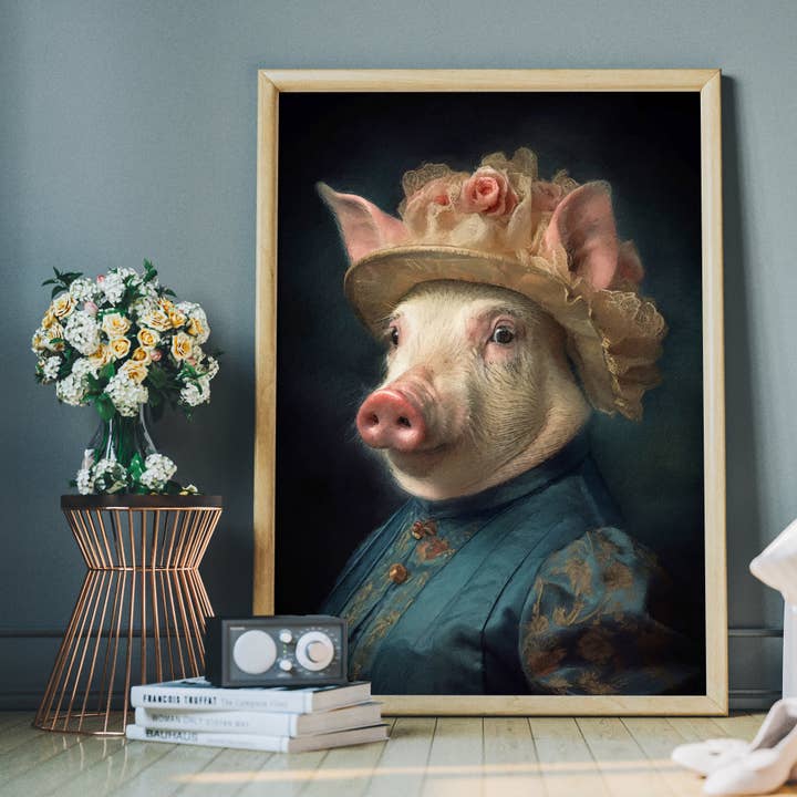 Ink & Drop – Engroshandel Kunsttryk – Pig Lady dyreportrætprint3