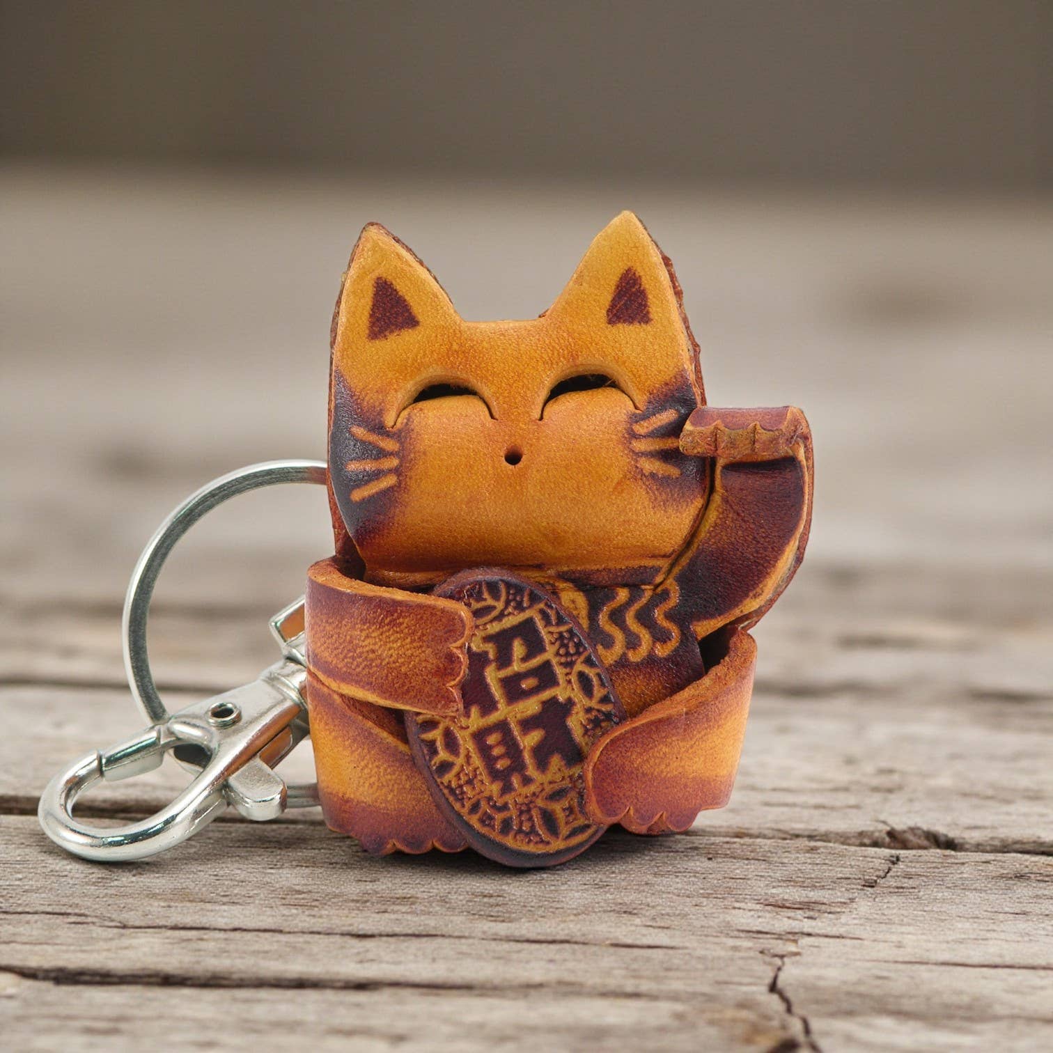 Sunflower Handmade leather inc - Wholesale Keychain - Unisex - Handmade Leather Lucky Cat Animal Key Chain2