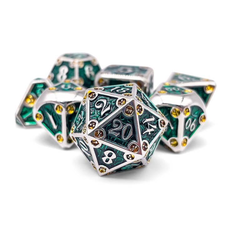 Dungeon Delve - Trickster 7 Piece RPG set Alloy Metal Dice for wholesale by Norse Foundry