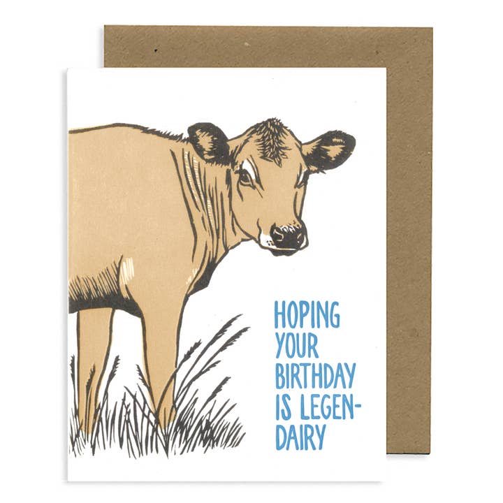 Lynn-oleum - Wholesale Birthday Card - Cow Birthday LETTERPRESS CARD