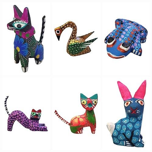 Puerta21 – wholesale Dekorativ statyett – 30 alebrijes i parti – autentisk oaxacansk mexikansk folkdekor, färgglada handgjorda figurer i bulk1