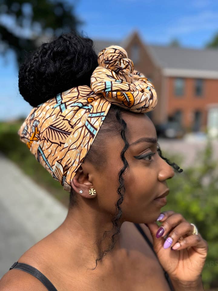 Lenço africano - Cor de salmão Hastes de flores por atacado de AfricanFabs