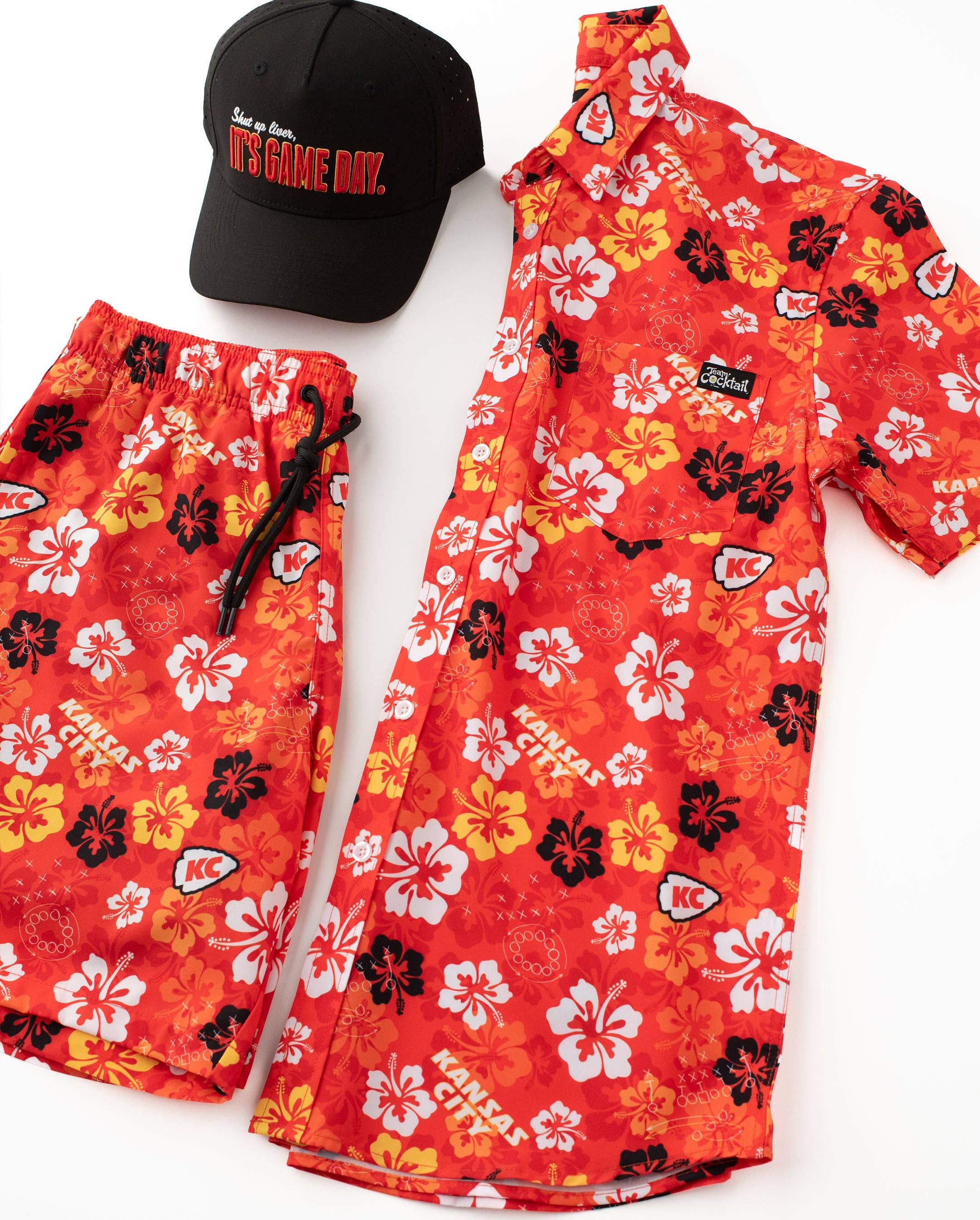 Team Cocktail - Wholesale Swim Shorts - Men's - Tropical Kansas City Hybrid Swim Shorts4