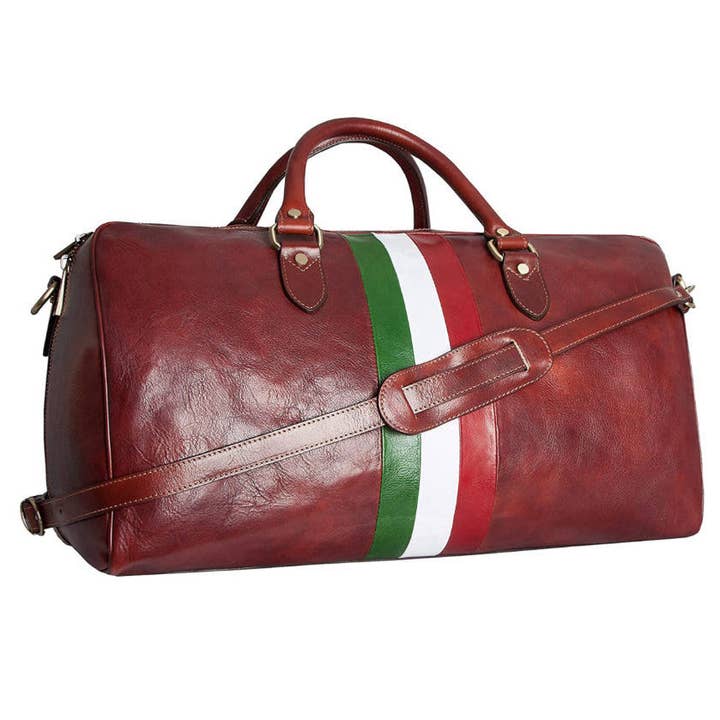 MODARNO - Wholesale Weekender Bag - Unisex - Modarno leather travel bag for men and women travel bag Italian flag sports bag genuine leather travel bag Made in Italy8