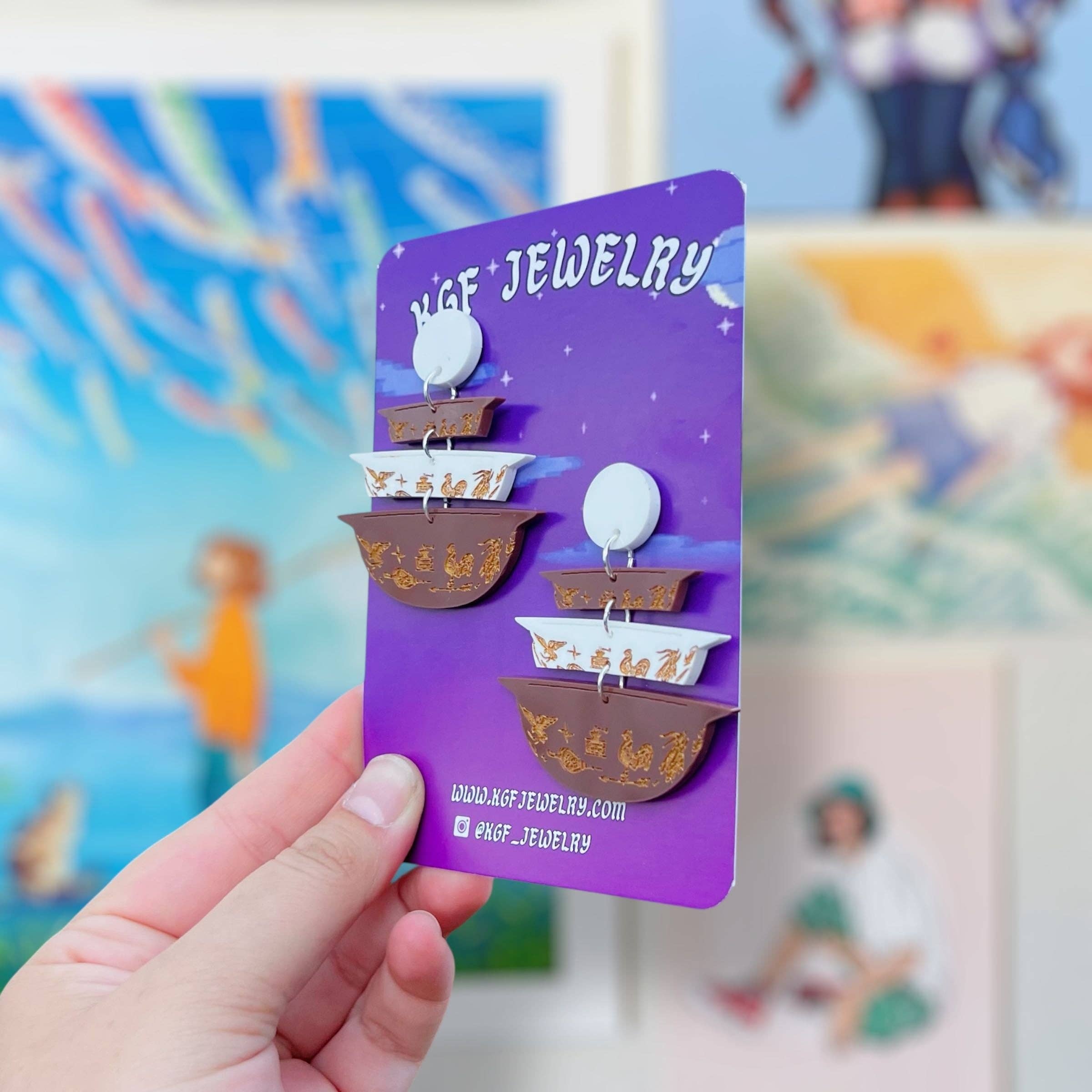 KGF Studios - Wholesale Dangle Earrings - Early American Pyrex Acrylic Earrings & Keychains5