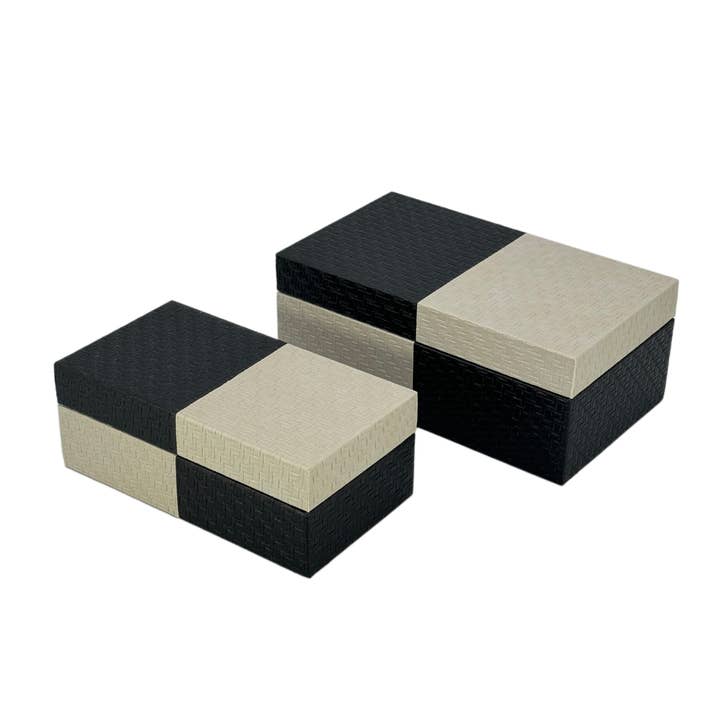 Galt International Company - Vente Boîtes décoratives - Coffret décoratif bicolore en cuir végétalien9