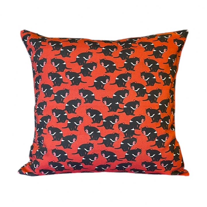 Tasmanian Devil Recycled Cotton Cushion Cover for wholesale by Red Parka